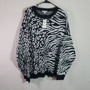 Bar III Plus Animal Splice Black and White Sweater 3x (AJ)
